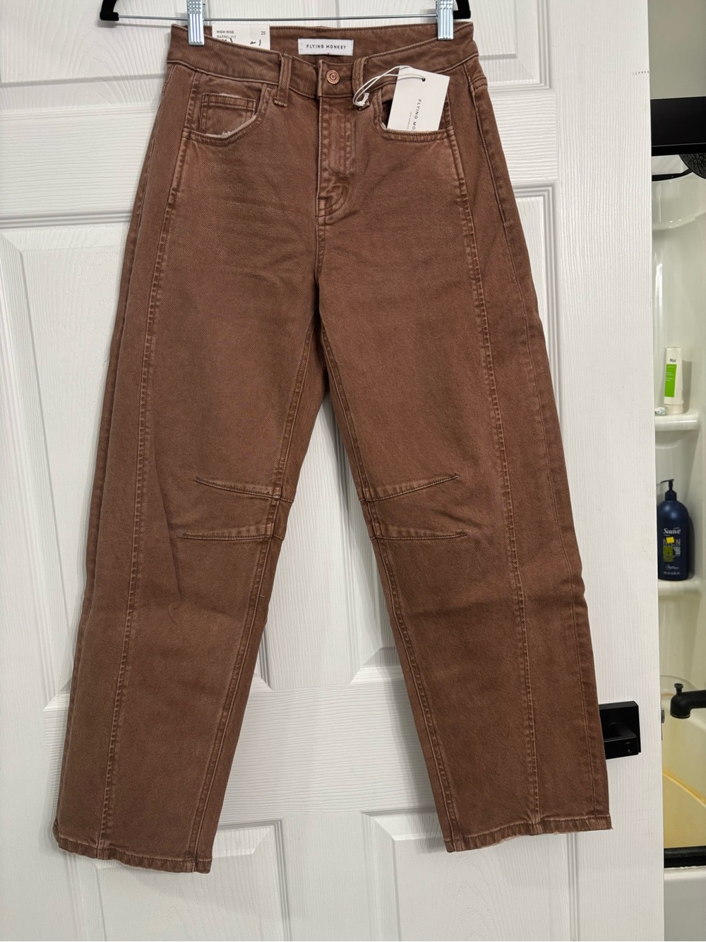 Fitted Workshop Brown High-Rise Barrel Jeans